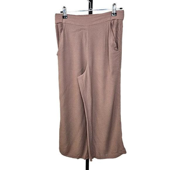 Aritzia Wilfred Womens Faun Pant Size Small Tie Back Crop  Wide Leg - Picture 1 of 9
